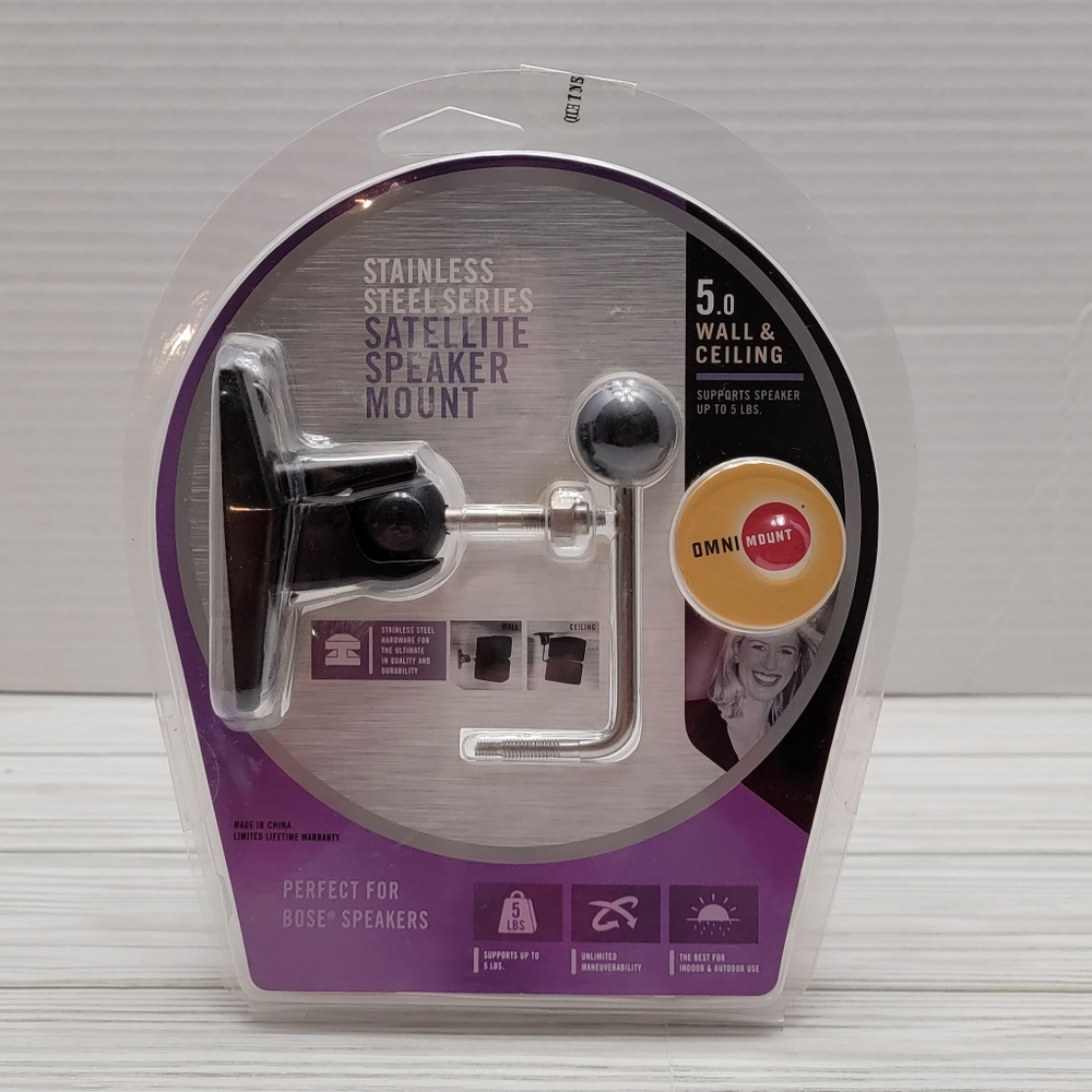 Omnimount 5.0 Stainless Steel Satellite Speaker Wall & Ceiling Mount New In box
